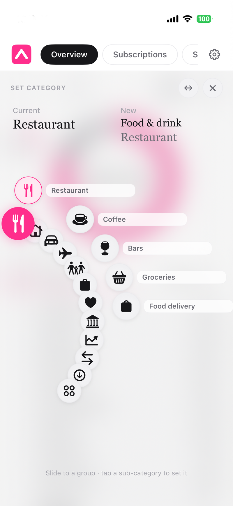 Fix any category in a tap